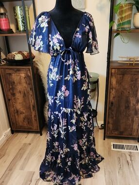 ASOS Design Floral Maxi Dress With Cutouts and Ties Size 2 Petite